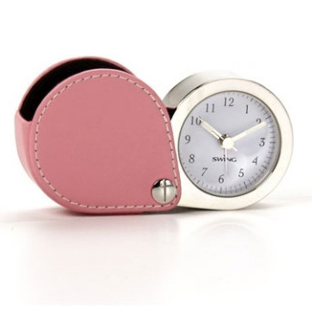 Swing Design Harrison Travel Alarm Clock Tourist Pocket Pink NWT